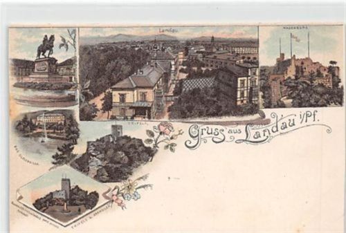 Landau, Lithographie. Madenburg ungelaufen um 1900 Karte ist leicht beschnitten, leicht fleckig, leicht bügig, sonst gut erhalten