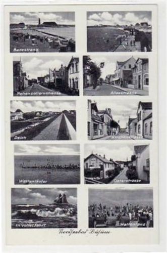 Büsum Büsum, 10 Abbildungen mit Alleestrasse und Wattentanz. ungelaufen handschriftliches Datum von 1939. Leichter Bug unten rechts, sonst gut erhalten