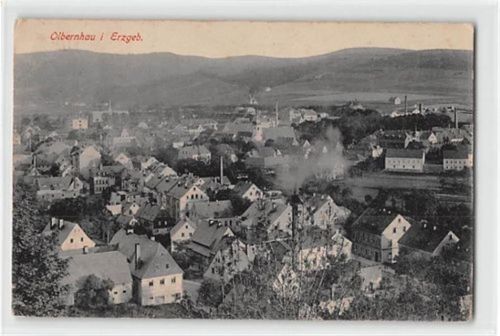 Olbernhau Olbernhau im Erzgebirge. Gesamtansicht gelaufen kleiner Knick unten links, Vorder- und Rückseite fleckig, sonst gut erhalten