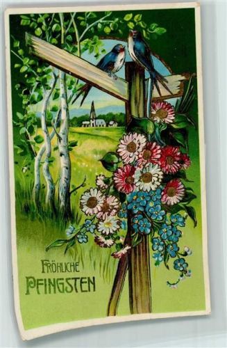 1913 Schwalben Wegweiser Vergissmeinnicht AK