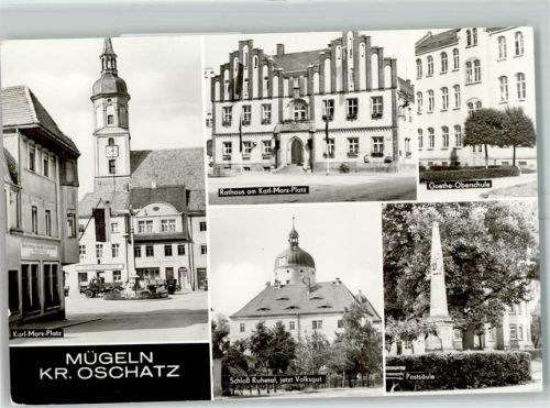 Mügeln Rathaus Schloss Ruhetal Postsäule Karl Marx Platz
