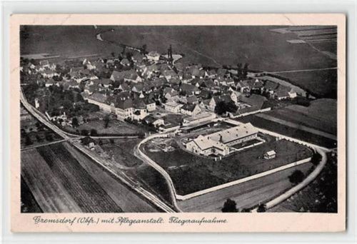 Gremsdorf mit Pflegeanstalt. Fliegeraufnahme ungelaufen Ecken mit Albumabdrücken, sonst gut erhalten