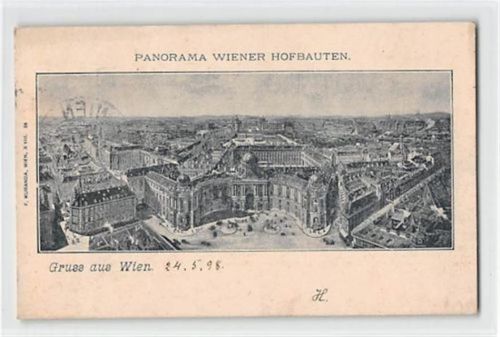 Wien. Panorama Wiener Hofbauten gelaufen. Leichte Stempelspuren, kleiner Knick unten rechts, sonst gut erhalten