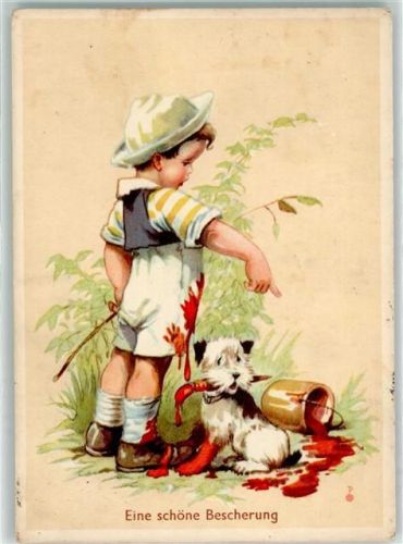 1942 Salac Ludvik Verlag Pahl Serie 102-2 - Kind Farbtopf Hund