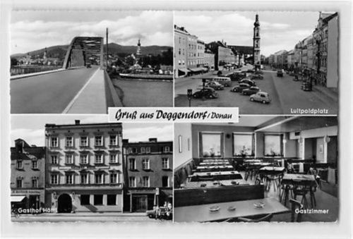 Deggendorf. Gasthof Höttl Luitpoldplatz ungelaufen kleiner Knick unten links, sonst gut erhalten