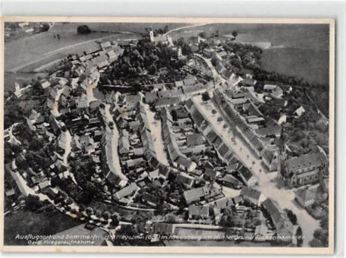 Pleystein. Originale Fliegeraufnahme von der Stadt gelaufen. Leichter Stempeldurchdruck, kleiner Knick oben links, sonst gut erhalten