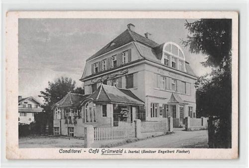 Grünwald im Isartal. Conditorei - Café Grünwald ungelaufen kleiner Knick unten links, leicht fleckig, sonst gut erhalten