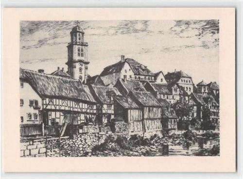 Lauterbach Lauterbach in Hessen. Radierung von Lindegreen. An der Lauter ungelaufen Top Erhaltung.