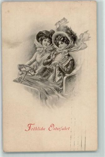 Ostern Frauen im Automobil Verlag BKW Brüder Kohn Serie 985-4 AK Kränzle, J. 1914