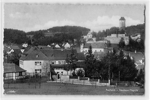 Neuhaus an der Pegnitz. Gesamtansicht mit Postheim gelaufen. Leichter Stempeldurchdruck, sonst gut erhalten