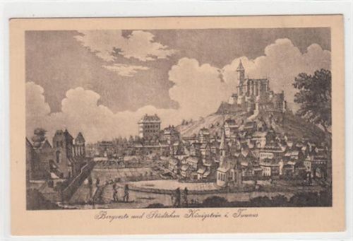 Königstein im Taunus, Künstlerkarte. Bergveste Städtchen ungelaufen Sehr gut erhalten.