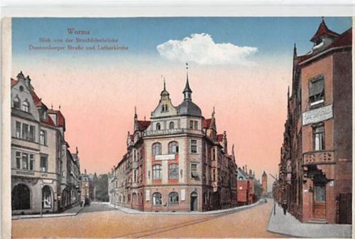 Worms Worms. Donnersberger Straße Lutherkirche. Karte beschrieben Handschriftliches Datum von 1929. Rückseite leicht fleckig, sonst gut erhalten