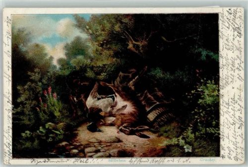 Stilleben Federwild und Hase AK