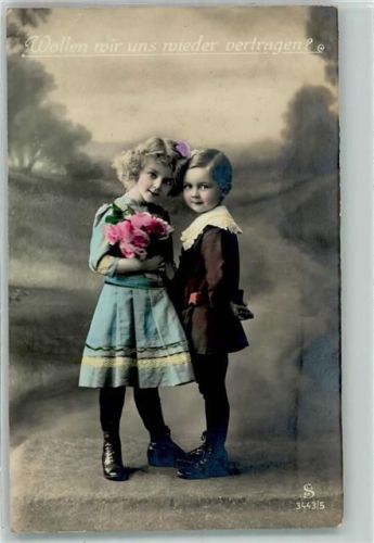 1914 Wollenwir und wieder vertragen? Fotoverlag L.J. + F.F. handcoloriert