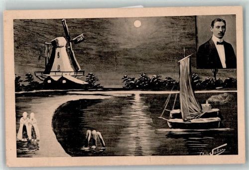 1913 Carel Slier Delfter Riesen Aquarelle AK