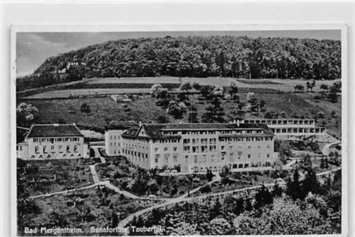Bad Mergentheim Bad Mergentheim. ein Blick auf das Sanatorium Taubertal gelaufen. Leichter Stempeldurchdruck, Ecken mit Albumabdrücken, kleiner Knick unten rechts, sonst gut erhalten