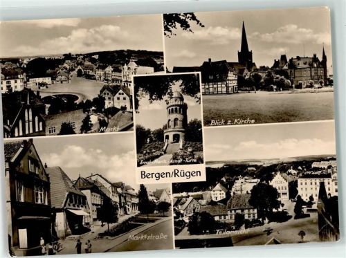 Bergen Markt Blick z. Kirche Marktplatz ErnstMoritz Arndt Turm