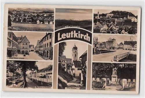 Leutkirch im Allgäu. ein Blick auf die Zugspitze Kriegerdenkmal gelaufen. Marke entfernt. Leicht fleckig, leichte Eckabschürfungen, sonst gut erhalten