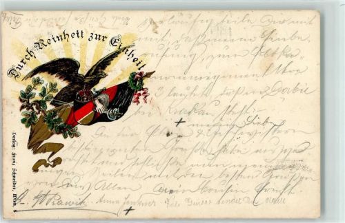 1910 Durch Reinheit zur Einhei Adler Fahne Krone