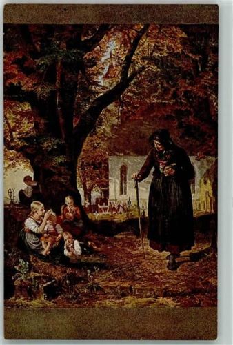 1917 sign. Th. Schütz Die Abendglocke Kinder Großmutter Serie 4/122 AK