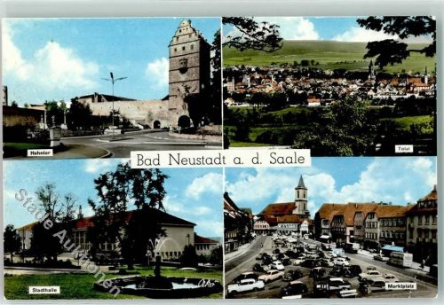 Bad Neustadt Hohntor Stadthalle Marktplatz Brunnen Autos Kirche