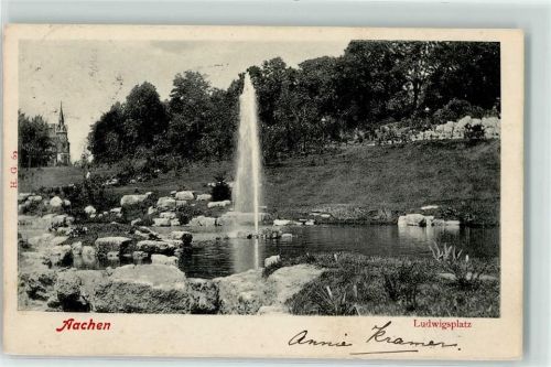 Aachen 1903 Ludwigsplatz Parkteich Wasserfontaine