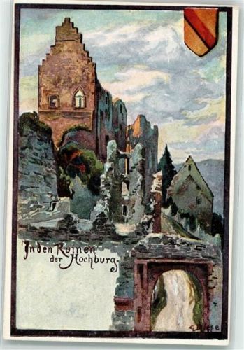 79312 W7830 Emmendingen Künstlerkarte in den Ruinen der Hochburg Wappen sign. C Biese