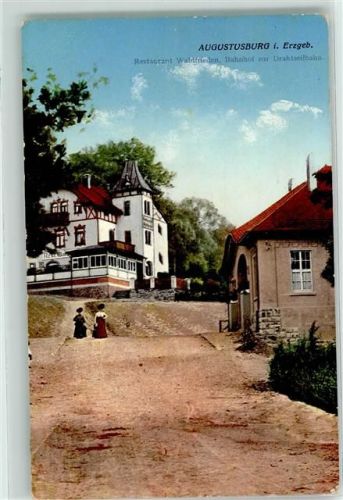 Augustusburg 1916 Gasthaus Restaurant Waldfrieden Bahnhof zur Drahtseilbahn