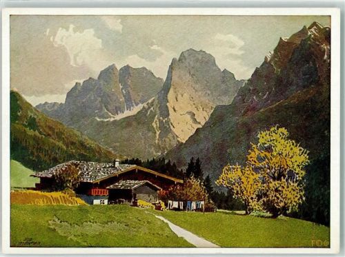 sign. Yos im Kaisertal Landschaft Berge Kunstverlag Fingerle Nr. 5470 AK