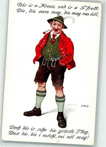 Spruch im Dialekt Lederhose Humor AK