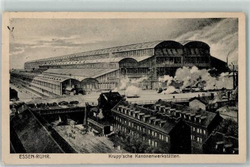 Essen 1915 Kanonenwerkstätten Eisenbahn Straßenbahn AK