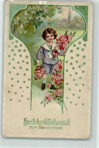 1916 Schlüsselloch Kind mit Blumen AK