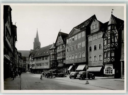 Wertheim Markt Kaufhaus Held Oldtimer Cabrios Pferdefuhrwerk Fachwerkhaus