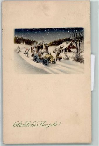1913 fahren im Auto Passepartout Neujahr AK
