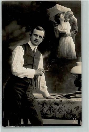 1913 Zigarette Liebespaar Küsse Serie 192-5 AK
