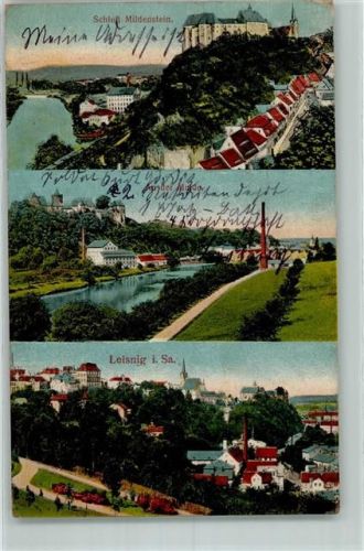 Leisnig 1916 Schloß Mildenstein Mulde