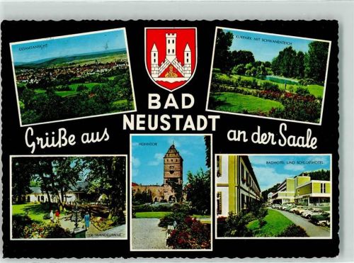 Bad Neustadt Kurpark Schwanenteich Wandelhalle Hohntor Badhotel Schlosshotel Oldtimer Wappen