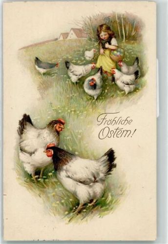 1918 Kind Geflügel Korb mit Eier AK