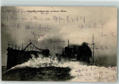 1917 Hochseetorpedoboot bei schweren Wetter AK