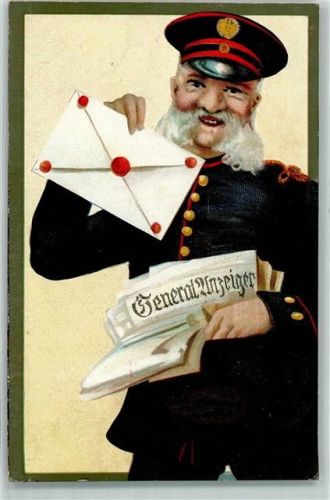 General Anzeiger Briefträger AK Zeitung 1916 Lithographie