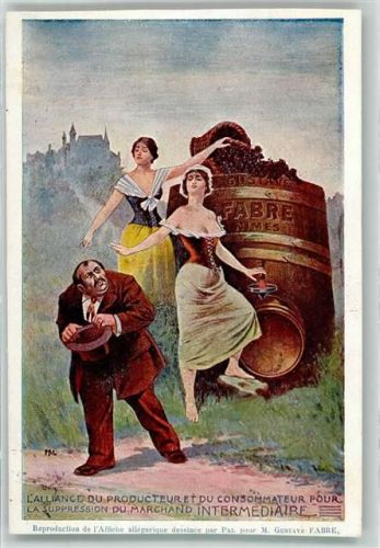 1908 La Supression du Marchand Intermediaire - Allegorie - Unterdrückung des Zwischenhändlers