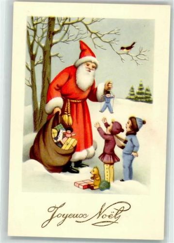 Roter Mantel Spielzeug Puppen Teddybär Joyeux Noel AK Weihnachtsmann