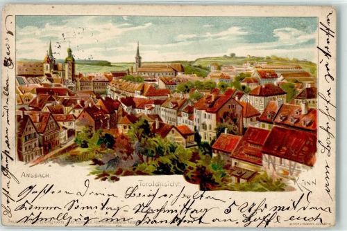 91522 W8800 Ansbach , Mittelfr 1906 Künstlerkarte sign. K. Zinn