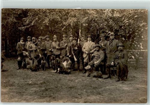 1928 Jagdgesellschaft mit Jagdhunde AK