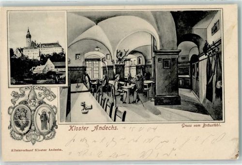 Andechs 1904 Kloster Andechs Braustübl Gastraum Wappen Kloster Andechs
