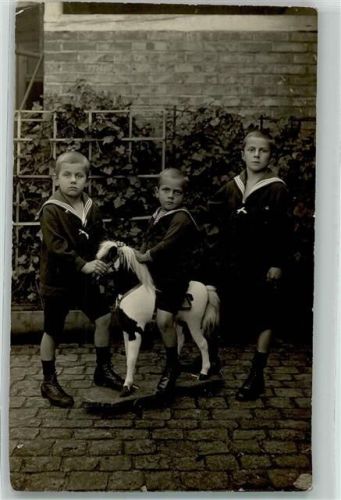 1916 Schaukelpferd auf Rädern Kinder im Matrosenanzug AK