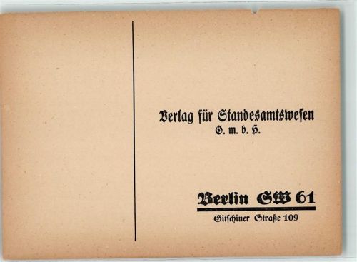 Kreuzberg Verlag für Standesamtswesen Bestellung Postkarte