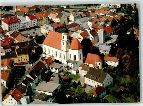 Viechtach Pfarkirche St. Augustin Fliegeraufnahme
