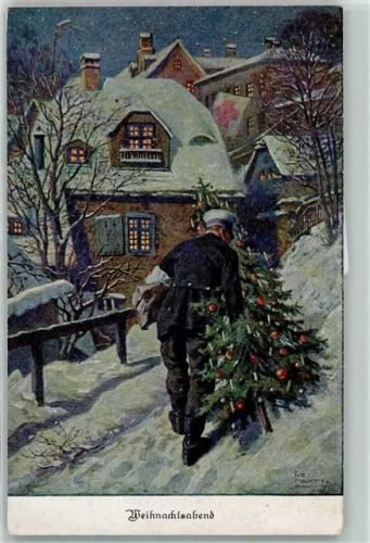 Bayr. Landeskomitee für freiwillige Krankenpflege Weihnachten Sanitäter kommt nach Hause sign. Fritz Martin AK