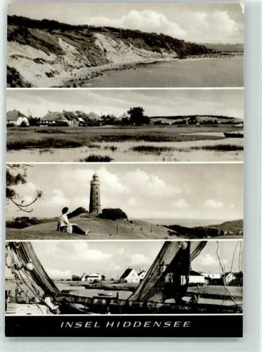 Insel Hiddensee Steilküste Leuchtturm Hafen Fischerboot